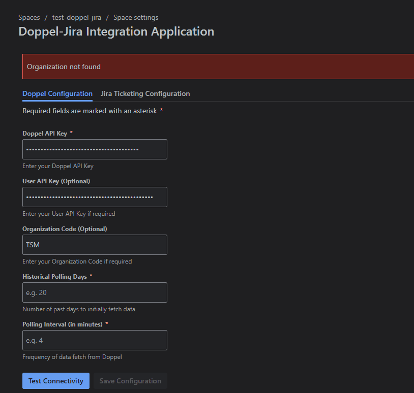 Invalid Organization Code